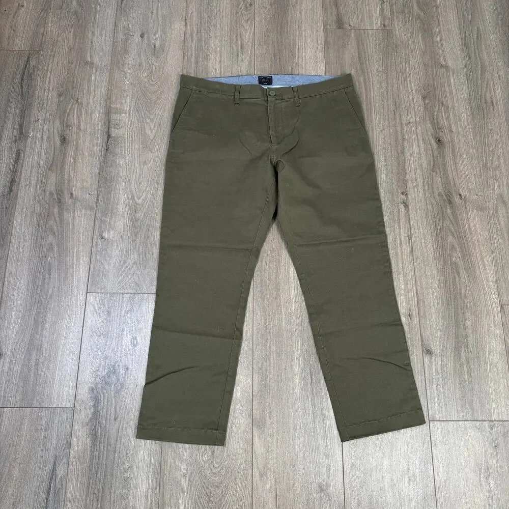 J.Crew 484 Slim-fit Stretch Chino Pants Mens 34x26 Catskill Green Twill Zip Fly